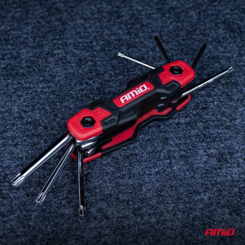 Amio – Πτυσσόμενα Κλειδιά TORX CR-V T9-T40 Πολυεργαλείο Heavy Duty για Σταθερή Εφαρμογή στη Βίδα & Καθημερινή Χρήση – 1 Τεμ. (04789/AM)