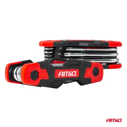 Amio – Πτυσσόμενα Κλειδιά TORX CR-V T9-T40 Πολυεργαλείο Heavy Duty για Σταθερή Εφαρμογή στη Βίδα & Καθημερινή Χρήση – 1 Τεμ. (04789/AM)