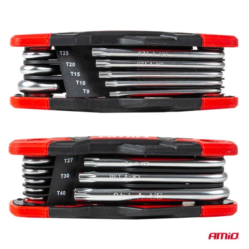 Amio – Πτυσσόμενα Κλειδιά TORX CR-V T9-T40 Πολυεργαλείο Heavy Duty για Σταθερή Εφαρμογή στη Βίδα & Καθημερινή Χρήση – 1 Τεμ. (04789/AM)
