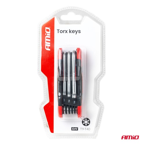 Amio – Πτυσσόμενα Κλειδιά TORX CR-V T9-T40 Πολυεργαλείο Heavy Duty για Σταθερή Εφαρμογή στη Βίδα & Καθημερινή Χρήση – 1 Τεμ. (04789/AM)