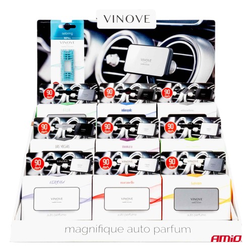 Amio – Χαρτινό Ράφι Display με 18 Αρωματικά Αυτοκινήτου VINOVE για Φρεσκάδα & Καθημερινή Χρήση – Σετ 18 Τεμ. (V0000/AM)
