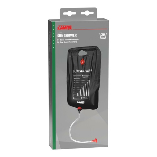 Lampa - Ηλιακό Ντους Camping Solar Shower 20 Λίτρων με Σχοινί Ανάρτησης, Ρυθμιστή Ροής και Τηλέφωνο Ντους - 1 Τεμ. (L4071.7)