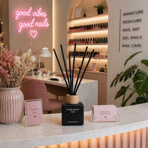 Fresso - Αρωματικό Χώρου με Στικ Molise 100 ml Premium Home Reed Diffuser με FlowScent, Μαύρο Γυάλινο Μπουκάλι και Μαύρα Στικ από Fiberglass - 1 Τεμ. (390020/FRE)