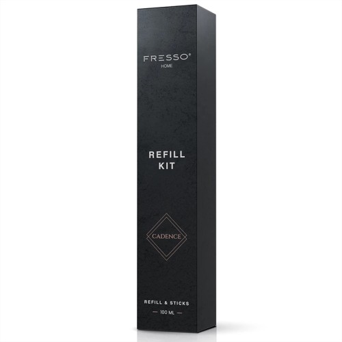 Fresso - Κιτ Αναπλήρωσης με Άρωμα Cadence 100 ml Premium Home Refill Kit και 6 Μαύρα Στικ από Fiberglass για Αρωματικό Χώρου Reed Diffuser - 1 Τεμ. (390037/FRE)