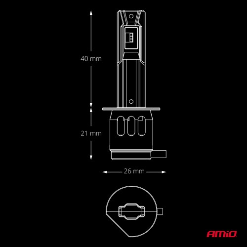 AMiO - Λάμπες LED F26 Pro Series H1 12/24V 68W 2900-3550lm 6.000K Full Can-Bus Plug&Play - 2 Τεμ. (04869/AM)