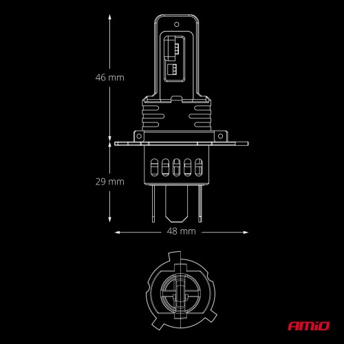 AMiO - Λάμπες LED F26 Pro Series H4/H19 12/24V 68W 2900-3550lm 6.000K Full Can-Bus Plug&Play - 2 Τεμ. (04871/AM)