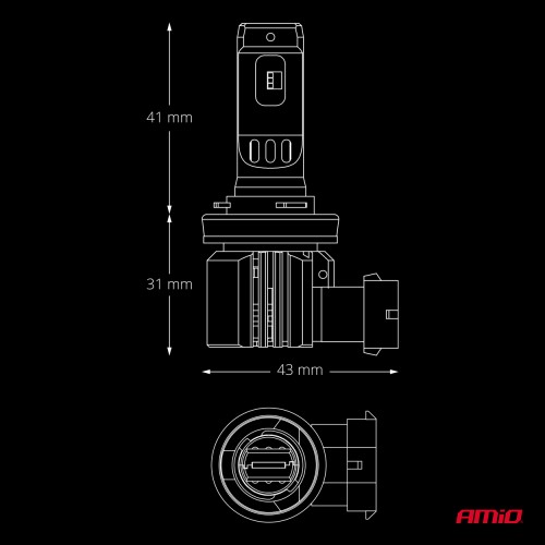 AMiO - Λάμπες LED F26 Pro Series H8/H9/H11/H16 12/24V 68W 2900-3550lm 6.000K Full Can-Bus Plug&Play - 2 Τεμ. (04873/AM)