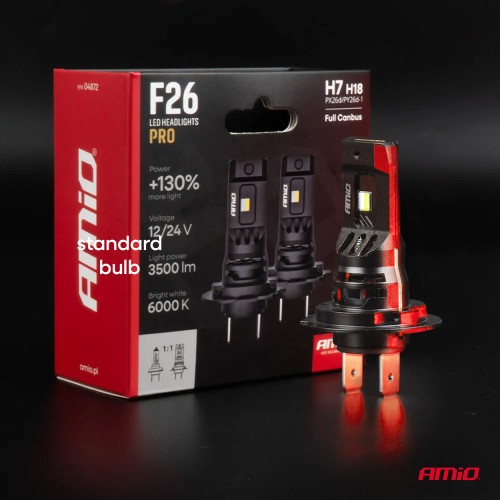 AMiO - Λάμπες LED F26 Pro Series H7/H18 12/24V 68W 2900-3550lm 6.000K Full Can-Bus Plug&Play - 2 Τεμ. (04872/AM)