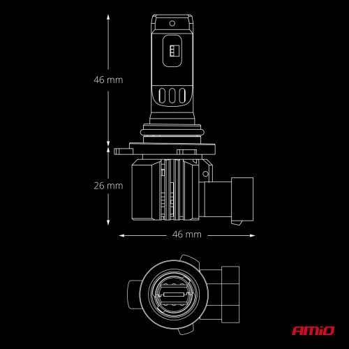 AMiO - Λάμπες LED F26 Pro Series HIR2 9012 12/24V 68W 2900-3550lm 6.000K Full Can-Bus Plug&Play - 2 Τεμ. (04876/AM)