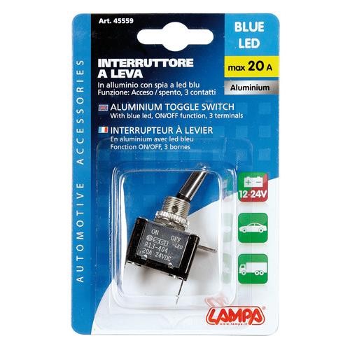 ΔΙΑΚΟΠΤΗΣ ΑΕΡΟΠΟΡΙΚΟΥ ΤΥΠΟΥ 2 ΘΕΣΕΩΝ 12,2mm 12V 20A ΜΕ LED ΜΠΛΕ