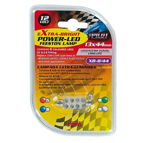 ΛΑΜΠΑΚΙ ΠΛΑΦΟΝΙΕΡΑΣ 8 LED 13x44mm ΚΟΚΚΙΝΟ