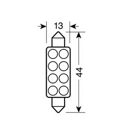 ΛΑΜΠΑΚΙ ΠΛΑΦΟΝΙΕΡΑΣ 8 LED 13x44mm ΜΠΛΕ