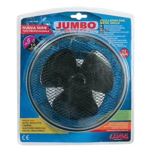 Lampa - Ανεμιστήρας Jumbo 12V 12W με Διάμετρο 15 cm Μεταλλικός με Περιστροφική Λειτουργία και Φις Αναπτήρα - 1 Τεμ. (L7310.1)