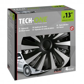 Lampa - Σετ Τάσια Αυτοκινήτου 13’’ Kojin Carbon TECH-ONE από υλικό ABS Ασημί / Μαύρο - 4 TEM (L3147.7) Διεθνή Τάσια americat.gr