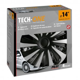 Lampa - Σετ Τάσια Αυτοκινήτου 14’’ Kojin Carbon TECH-ONE από υλικό ABS Ασημί / Μαύρο - 4 TEM (L3147.8) Διεθνή Τάσια americat.gr