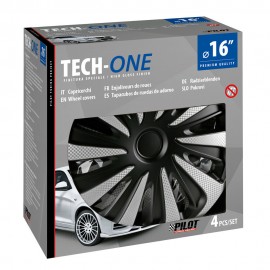 Lampa - Σετ Τάσια Αυτοκινήτου 16’’ Kojin Carbon TECH-ONE από υλικό ABS Ασημί / Μαύρο - 4 TEM (L3148.0) Διεθνή Τάσια americat.gr