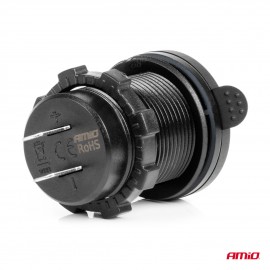 Amio – Φορτιστής Αναπτήρα 12/24V 2xUSB-C + USB QC3.0 για Ταχεία Φόρτιση & Ασφαλή Χρήση με LED – 1 Τεμ. (04596/AM) Πρίζες Αναπτήρα americat.gr