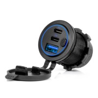 Amio – Φορτιστής Αναπτήρα 12/24V 2xUSB-C + USB QC3.0 για Ταχεία Φόρτιση & Ασφαλή Χρήση με LED – 1 Τεμ. (04596/AM) Πρίζες Αναπτήρα americat.gr
