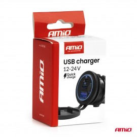 Amio – Φορτιστής Αναπτήρα 12/24V 2xUSB-C + USB QC3.0 για Ταχεία Φόρτιση & Ασφαλή Χρήση με LED – 1 Τεμ. (04596/AM) Πρίζες Αναπτήρα americat.gr