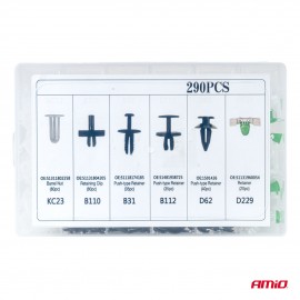 Amio – Κλιπς Ταπετσαρίας Αυτοκινήτου Σετ 290 Τεμ. για Σταθερή Τοποθέτηση & Πλήρη Επισκευή Πλαστικών – 1 Σετ (04742/AM) Ειδη Συνεργείου americat.gr