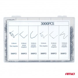 Amio – Συνδετήρες Μεταλλικοί Επισκευής Πλαστικών 3000 Τεμ. για Σταθερή Συγκόλληση & Ανθεκτική Επισκευή – 1 Σετ (04743/AM) Ειδη Συνεργείου americat.gr