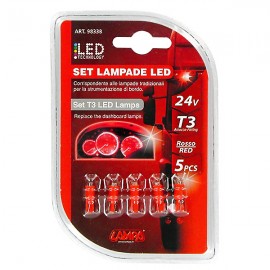 ΛΑΜΠΑΚΙ LED T3 24V W2x4.6d (Κόκκινο) Λαμπάκια LED americat.gr