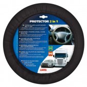 Lampa Κάλυμμα Τιμονιού Αυτοκινήτου Protector 2in1 με Διάμετρο 34-45εκ. Neopren & Polyester Μαύρο Ελαστικό 1-τεμ. (L3314.6) Ελαστικά 34-51 cm americat.gr