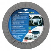 Lampa Κάλυμμα Τιμονιού Αυτοκινήτου Protector 2in1 με Διάμετρο 34-45εκ. Neopren & Polyester Γκρι Ελαστικό 1-τεμ. (L3314.7) Ελαστικά 34-51 cm americat.gr