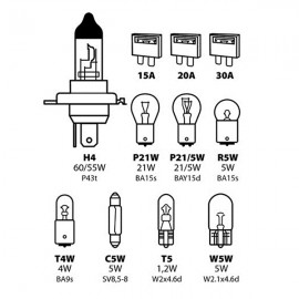 Spare lamps kit 11 pcs, 12V - H4 halogen Spare Lamp Kits americat.gr