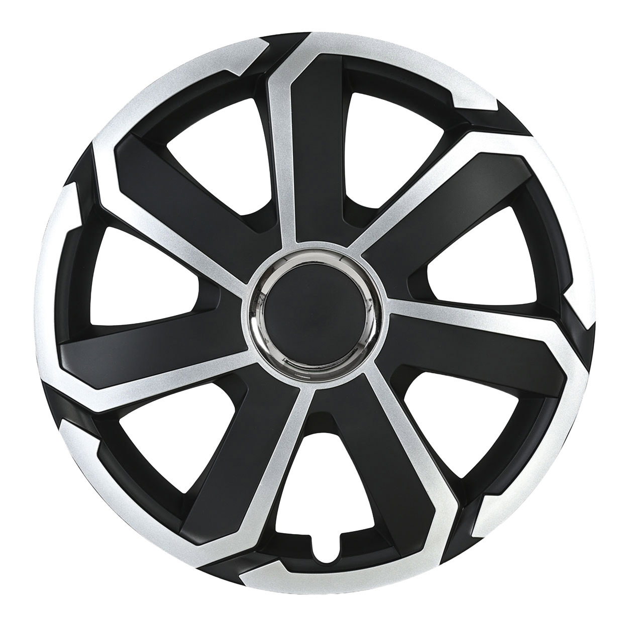 Amio – Τάσι Τροχού Aerospin Black & Silver 16" Universal, προσφέρει αεροδυναμικό σπορ σχεδιασμό και κάλυψη ζάντας – 1 Τεμ. (L58344/AM)