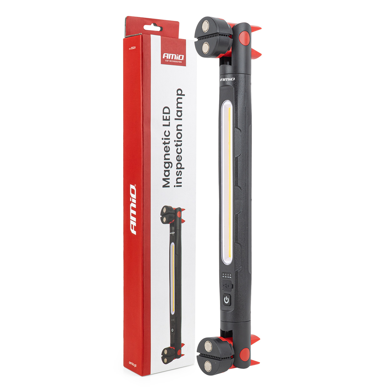 Amio – Φακός Εργασίας LED Επαναφορτιζόμενος 4000mAh με Ισχυρό Μαγνήτη & Κλιπ Universal, προσφέρει αυτόνομο φωτισμό υψηλής ευκρίνειας – 1 Τεμ. (05024/AM)