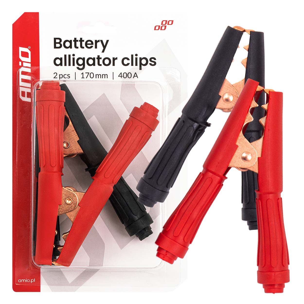 Amio – Τσιμπίδες Μπαταρίας Κροκοδειλάκια 170mm 400A Heavy Duty Universal, εξασφαλίζουν ασφαλή σύνδεση και μέγιστη αγωγιμότητα – 2 Τεμ. (04435/AM)