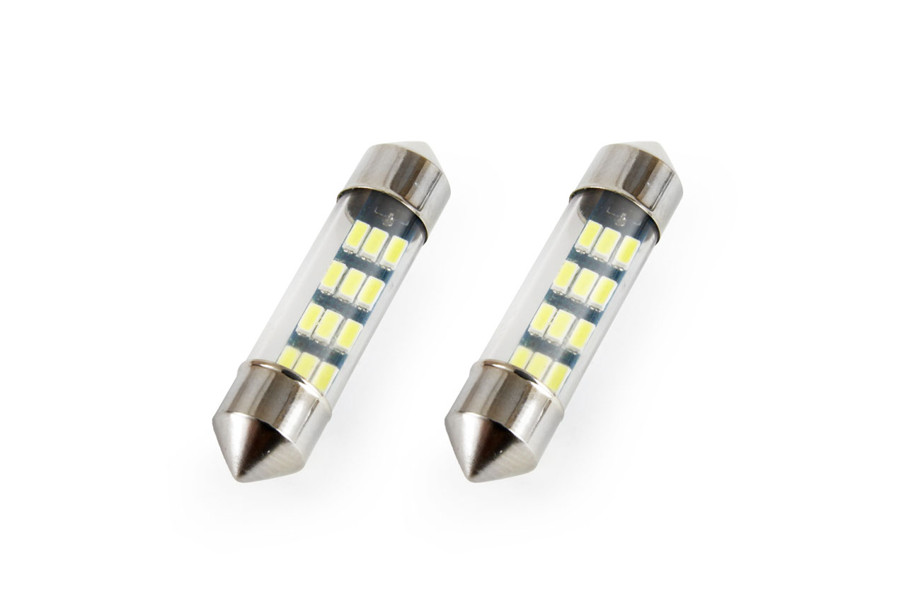 Amio - Λαμπάκια Πλαφονιέρας Standard Festoon τύπου C5W τάση λειτουργίας 12V απόδοσης 0.5W μήκος 36mm χρώμα λευκό για Επιβατικά Αυτοκίνητα - 2 τεμ. (01090/AM)