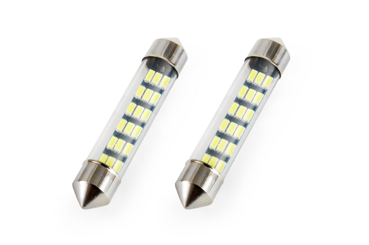 Amio - Λαμπάκια Πλαφονιέρας LED 18SMD Standard Festoon τύπου C5W τάση λειτουργίας 12V απόδοσης 0.7W μήκος 41mm χρώμα λευκό για Επιβατικά Αυτοκίνητα - 2 τεμ. (01092/AM)