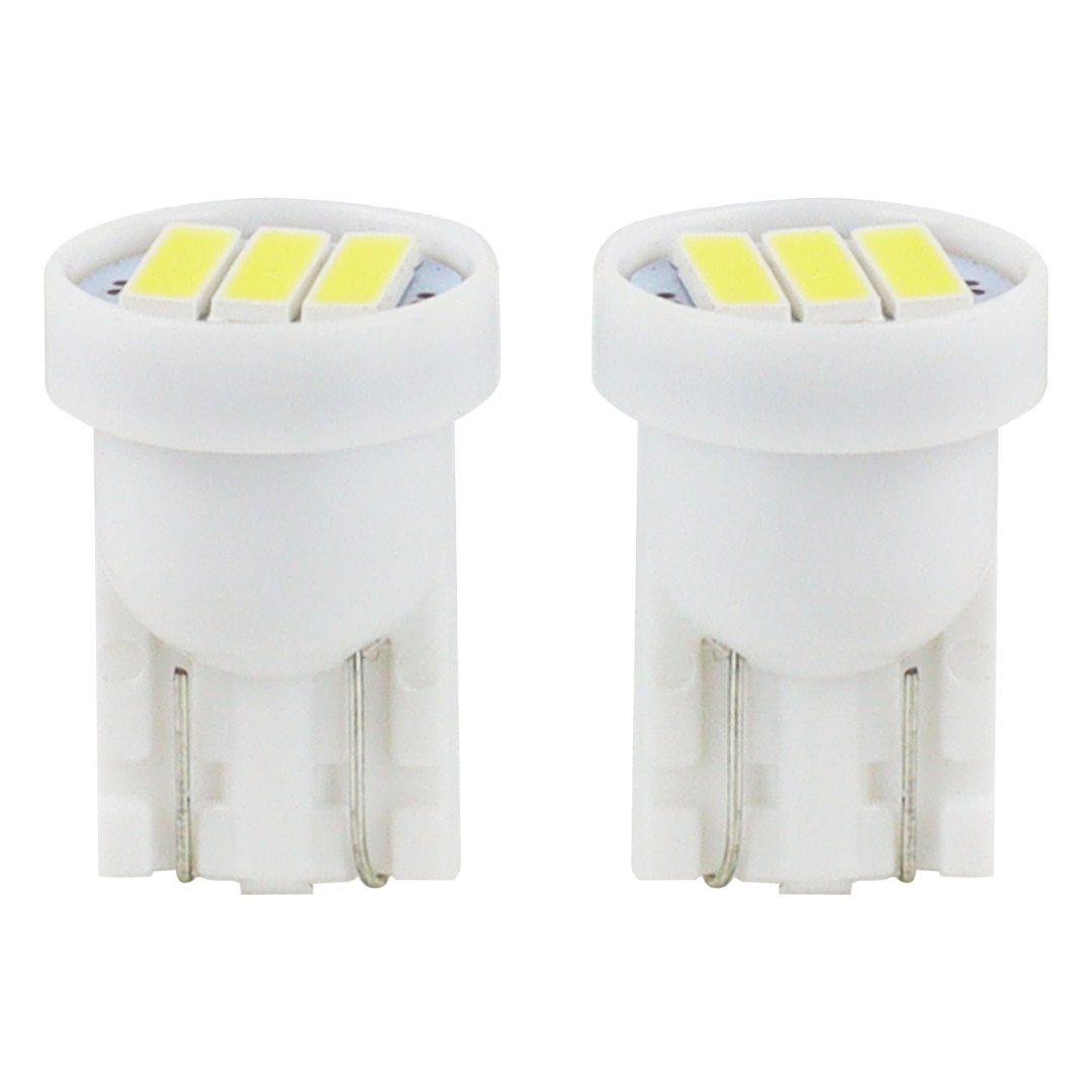 Amio - Λαμπάκια LED 3SMD 7020 τύπου T10 βάση W5W W2.1x9.5d τάση λειτουργίας 12V απόδοσης 0.4W χρώμα λευκό για Επιβατικά Αυτοκίνητα - 2 τεμ. (01096/AM)