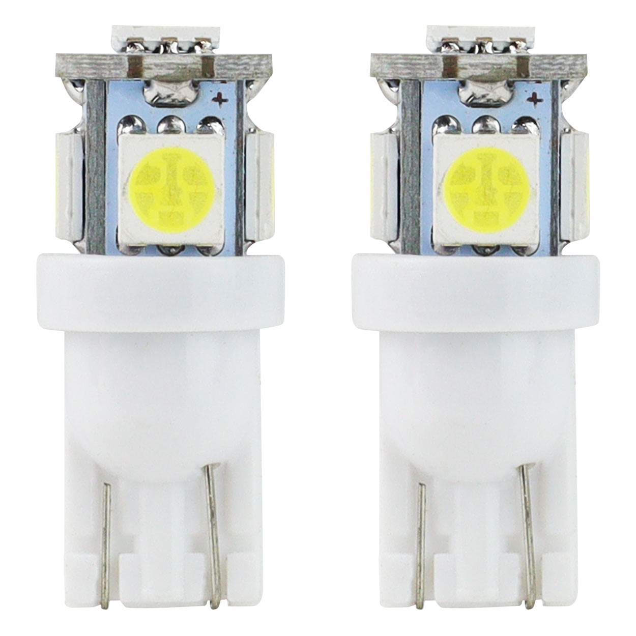 Amio - Λάμπες LED T10 W5W 12V W2.1x9.5d Λευκό Φως 5600K με 5 SMD 5050 chips Καρφωτές για Φώτα Θέσης Πινακίδας και Εσωτερικού Φωτισμού Αυτοκινήτου - 1 σετ (01284/AM)
