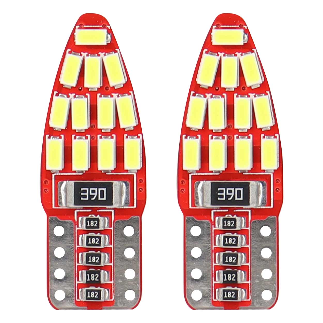 Amio - Λάμπες LED T10 W5W 12V W2.1x9.5d Λευκό Φως 5600K με 24 SMD 3014HP CAN-BUS Καρφωτές για Φώτα Θέσης Πινακίδας και Εσωτερικού Φωτισμού Αυτοκινήτου - 1 σετ (01285/AM)