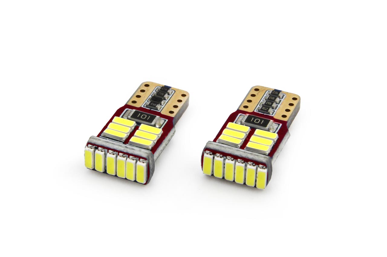 Amio - Λάμπες LED T10 W5W 12V 2.2W CAN-BUS 18xSMD4014 Λευκό Φως 5600K 12x23mm για Φώτα Θέσης Πινακίδας και Εσωτερικό Φωτισμό Αυτοκινήτου - 1 σετ (01286/AM)
