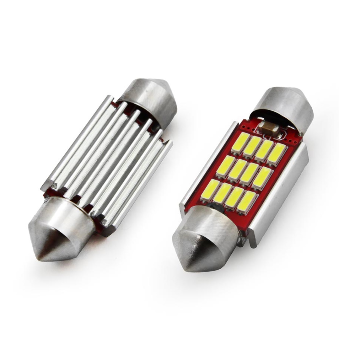 ΛΑΜΠΑΚΙΑ ΠΛΑΦΟΝΙΕΡΑΣ 39mm 1224V 29W 5600K 12LED CANBUS FESTOON ΛΕΥΚΟ AMiO - 2 ΤΕΜ