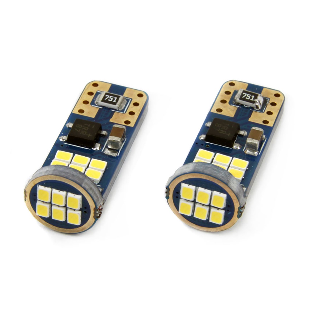 Amio - Λαμπάκια T10 W5W LED 12/24V 2.2W 18xSMD2016 Ultra Bright Canbus 5600K Λευκό Φως 10x25mm για Φώτα Θέσεως και Εσωτερικό Φωτισμό Αυτοκινήτου - 2 τεμ. (01292/AM)