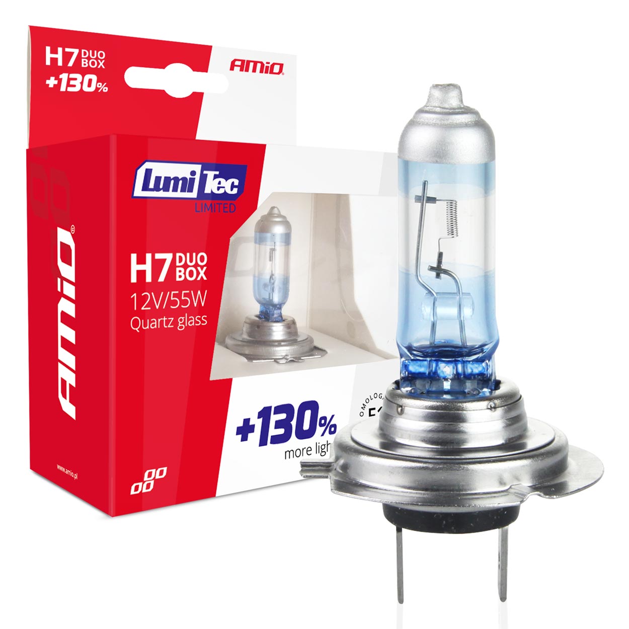Amio – Λάμπες Αλογόνου H7 12V 55W P14.5s Lumitec Limited +130% έως 40m 4300K για Αυτοκίνητο & Μοτοσυκλέτα Σετ 2 Τεμ. (01406/AM)