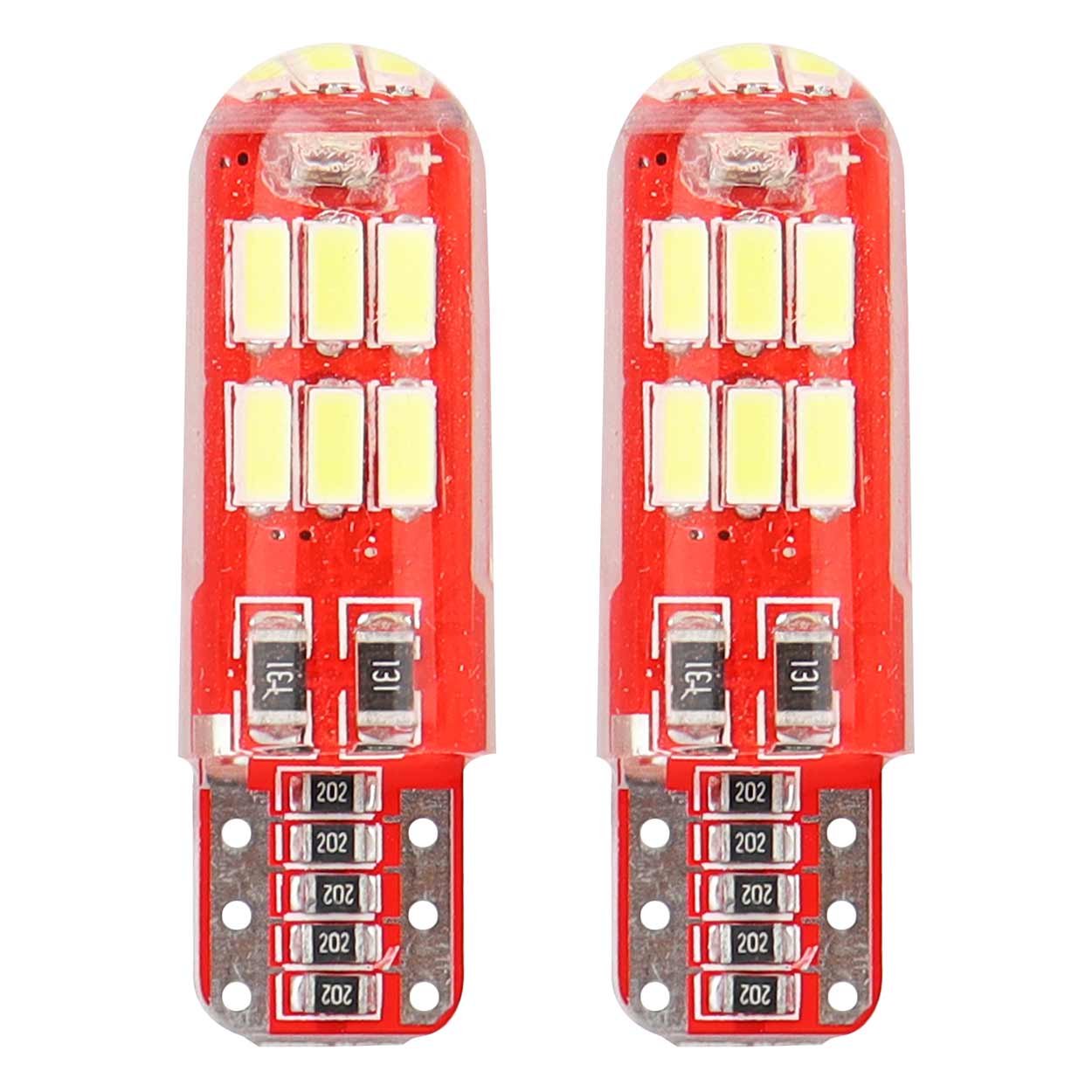 Amio – LED CANBUS T10 W5W 12V W2.1x9.5d 5600K 15xSMD 4014 Σιλικόνης Καρφωτό Λευκό για Φώτα Θέσης & Εσωτερικού Αυτοκινήτου – 2 Τεμ. (01443/AM)