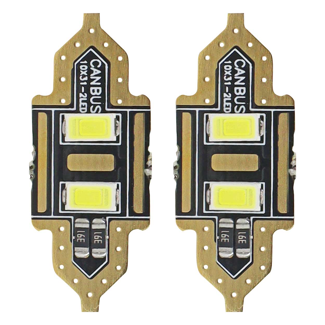 Amio – LED Λαμπάκια Πλαφονιέρας 31mm 12V 5600K 2xSMD 5730 για Εσωτερικό Φωτισμό Αυτοκινήτου – 2 Τεμ. (01448/AM)