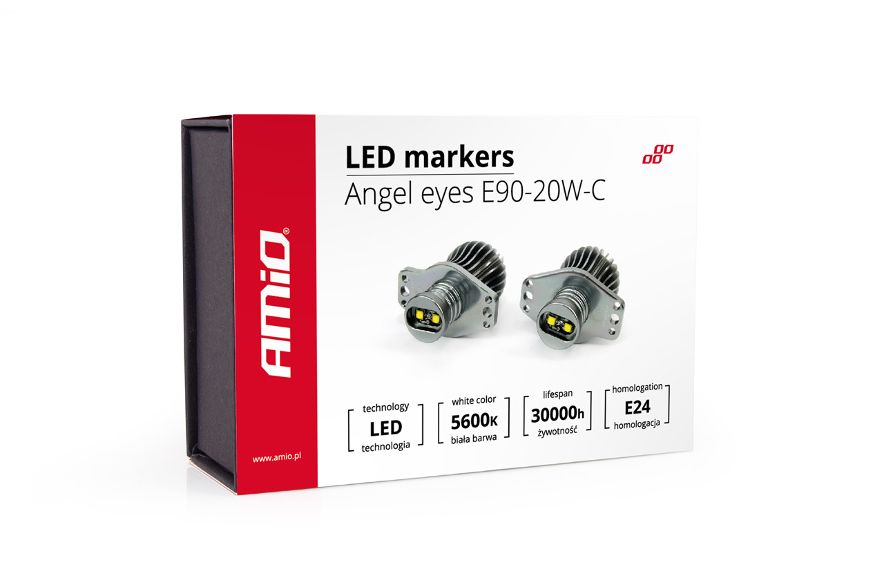 Amio – LED Λαμπάκια Angel Eyes 20W 340lm 5600K CANBUS για BMW Σειρά 3 E90 Sedan / E91 Station Wagon 2005-2008 για Καθαρό Λευκό Φως & Χωρίς Σφάλματα – Σετ 2 Τεμ. (01541/AM)
