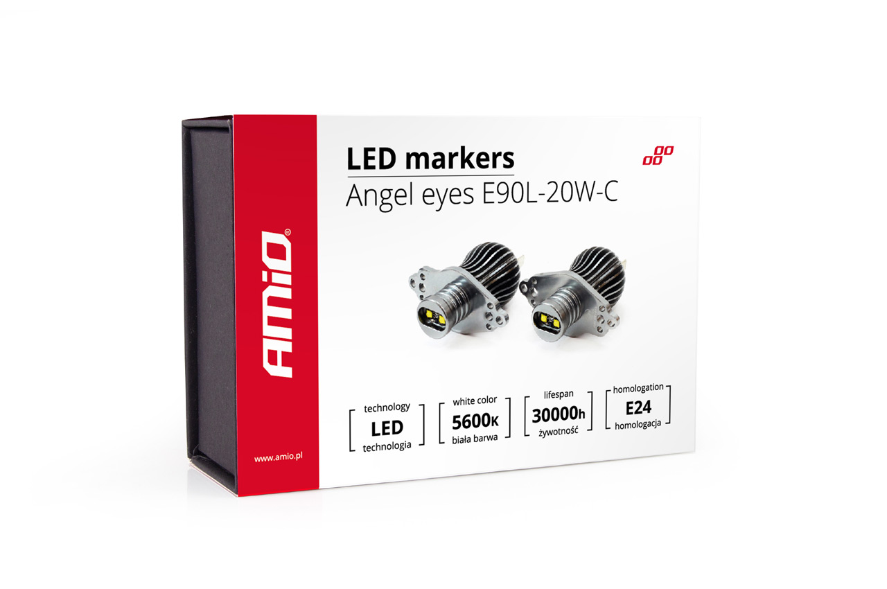 Amio – LED Λαμπάκια Angel Eyes 20W 340lm 5600K CANBUS για BMW Σειρά 3 E90 Sedan / E91 Station Wagon 2008 (LCI Halogen) για Καθαρό Λευκό Φως & Χωρίς Σφάλματα – Σετ 2 Τεμ. (01542/AM)