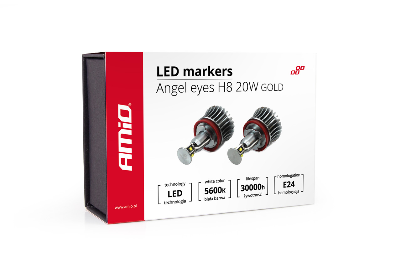 Amio – LED Λαμπάκια Angel Eyes H8 20W 420lm 5600K CANBUS για BMW Σειρά 1 3 5 X1 X5 X6 Z4 για Ισχυρό Λευκό Φως & Χωρίς Σφάλματα – Σετ 2 Τεμ. (01543/AM)
