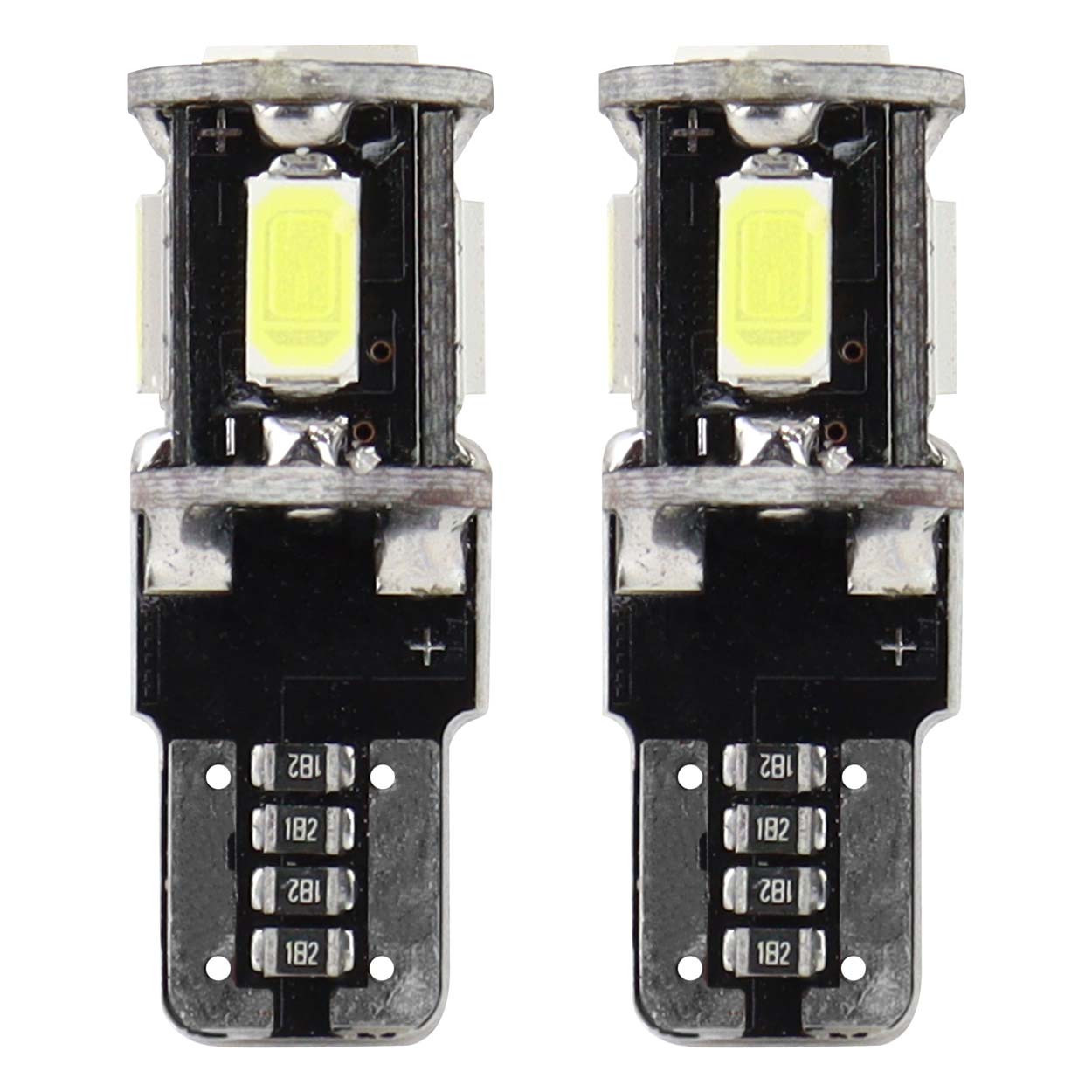 Amio – Λαμπάκια LED T10 W5W 12V 2W 5600K 5xSMD 5730 CANBUS Καρφωτά για Ισχυρό Λευκό Φωτισμό χωρίς Σφάλματα – Σετ 2 Τεμ. (01628/AM)