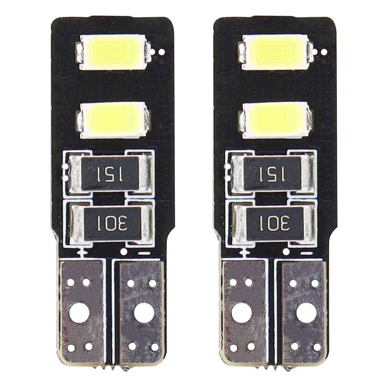 Amio – Λαμπάκια LED T10 W5W 12V 2W 5600K 4xSMD 5730 CANBUS Καρφωτά για Ισχυρό Λευκό Φωτισμό χωρίς Σφάλματα – Σετ 2 Τεμ. (01630/AM)