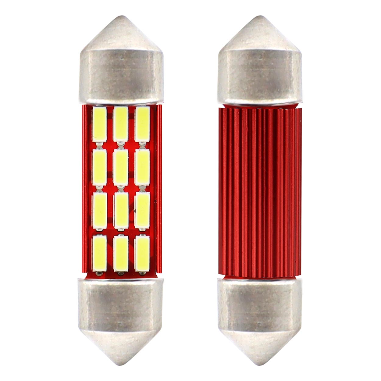 Amio – Λαμπάκια Πλαφονιέρας LED 39mm C5W C10W 12/24V 2.2W 5600K 14xSMD 4014 CANBUS για Ισχυρό Φωτισμό Εσωτερικού – Σετ 2 Τεμ. (01633/AM)