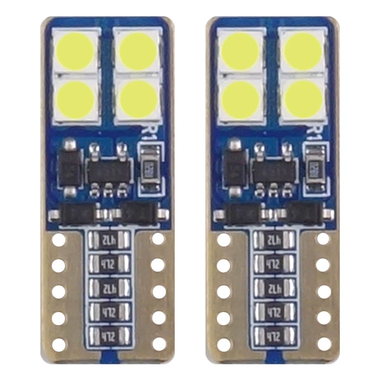 Amio – Λαμπάκια LED T10 W5W 12/24V 2W 5600K 8xSMD 2835 CANBUS Καρφωτά για Ισχυρό Λευκό Φωτισμό χωρίς Σφάλματα – Σετ 2 Τεμ. (01635/AM)